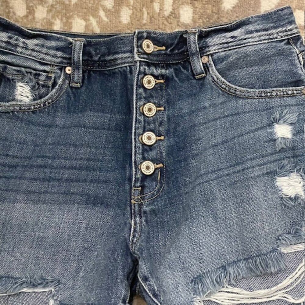 KanCan 100% Cotton High Rise Denim Jean Shorts Lorna Mom Shorts Large - Picture 4 of 7